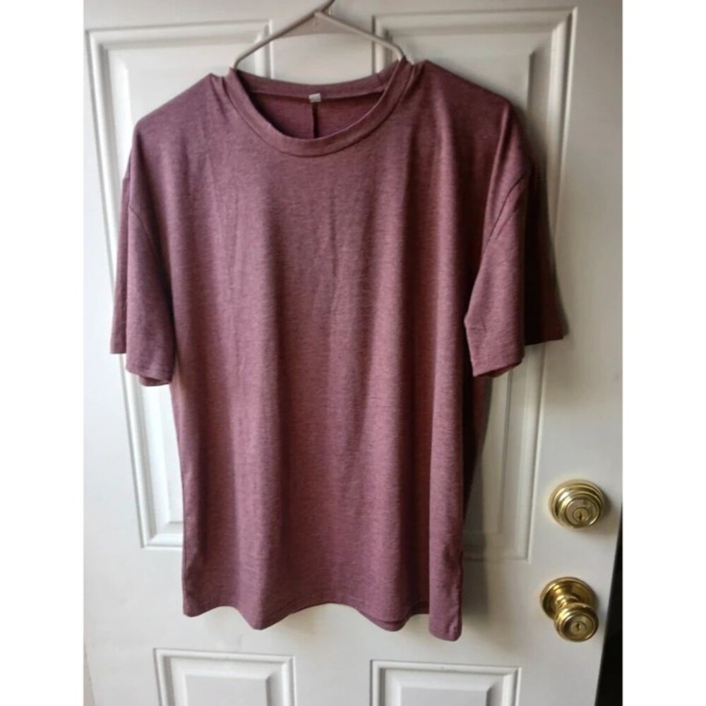 Relaxed Crewneck Short Sleeve Tee in Mauve Plum